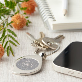 Monogram Modern Grått Terrazzo Swirl Silverfärgad Nyckelring