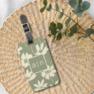 Monogram Modern Grön Blommig Bagagebricka