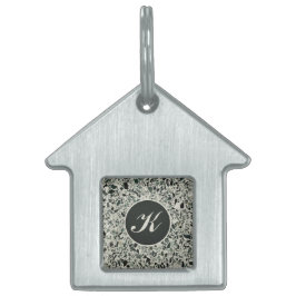 Monogram Modern Grönt Terrazzo ID-bricka Husdjur