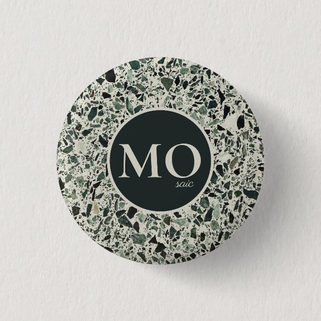 Monogram Modern Grönt Terrazzo Knapp (Framsida)