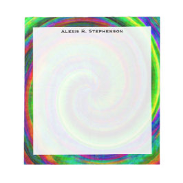 Monogram Modern Grunge Spiral Rainbow Tie Dye Anteckningsblock