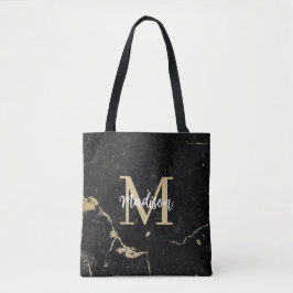 Monogram Modern Guld Black Marble Tygkasse