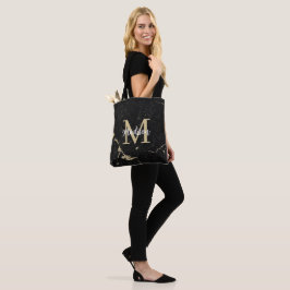 Monogram Modern Guld Black Marble Tygkasse