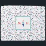 Monogram Modern Ice Cream Personlig Blue iPad Skydd<br><div class="desc">Stil din iPad med det här moderna och visuella personligen med ett monogram för anpassningsbar och en glasskon i blått,  akva,  rosa och korall.</div>