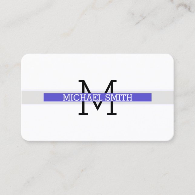 Monogram Modern Iris Vågrät Line Visitkort (Framsida)