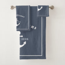 Monogram Modern Kustnära Ankar Denim Blå Vit