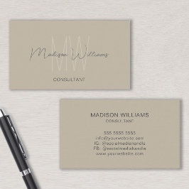 Monogram Modern Logotyp Beige Consultant Visitkort