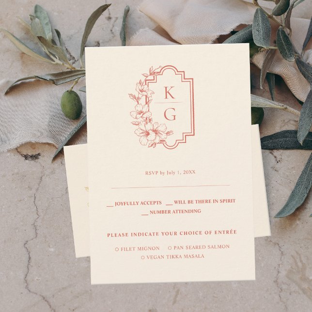 Monogram | Modern Minimal Bröllop RSVP Meddelande (Skapare uppladdad)