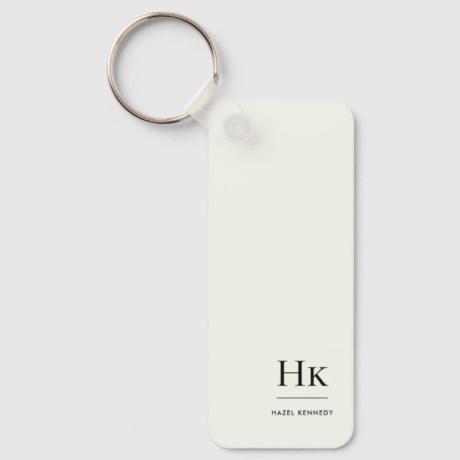 Monogram Modern Minimal Classic Ivory Monogrammed Nyckelring (Framsida)