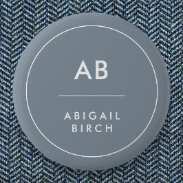Monogram Modern Minimal Dusky Blue Grått Knapp