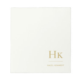 Monogram Modern Minimal Elfenben Guld Monogram Anteckningsblock