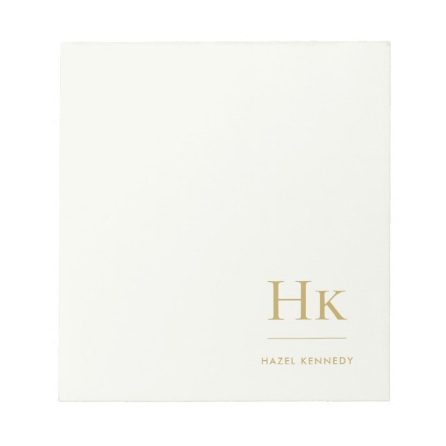 Monogram Modern Minimal Elfenben Guld Monogram Anteckningsblock (Framsida)
