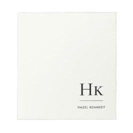 Monogram Modern Minimal Elfenbensvit Monogrammerad Anteckningsblock