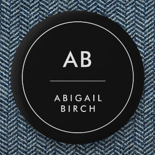 Monogram Modern minimal enkel svart och vit Knapp