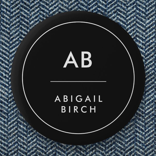 Monogram Modern minimal enkel svart och vit Knapp (Skapare uppladdad)