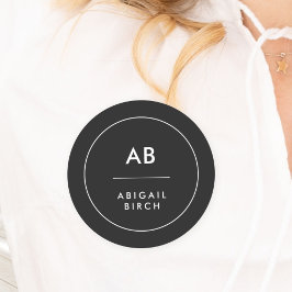 Monogram Modern minimal enkel svart och vit Namnbricka