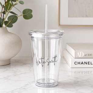 Monogram Modern Minimal handskriven skrift Take Away Mugg