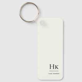 Monogram Modern Minimal Klassisk Elfenben Monogram Nyckelring