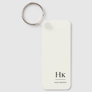 Monogram Modern Minimal Klassisk Elfenben Monogram Nyckelring