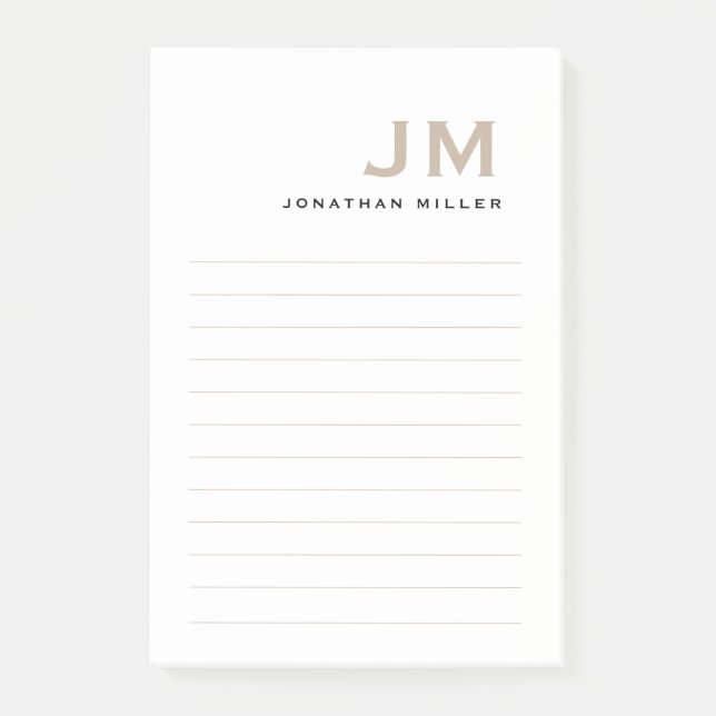 Monogram Modern minimal lutning Post-it Block (Framsida)