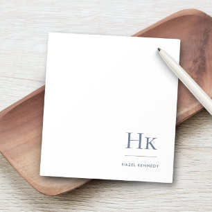 Monogram Modern Minimal Navy Blue White Simple Anteckningsblock
