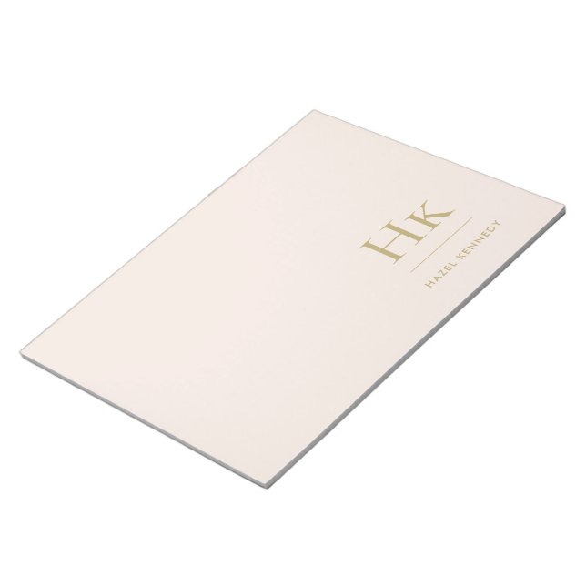 Monogram Modern Minimal  Rosa Guld enkel Anteckningsblock (Vinklad)