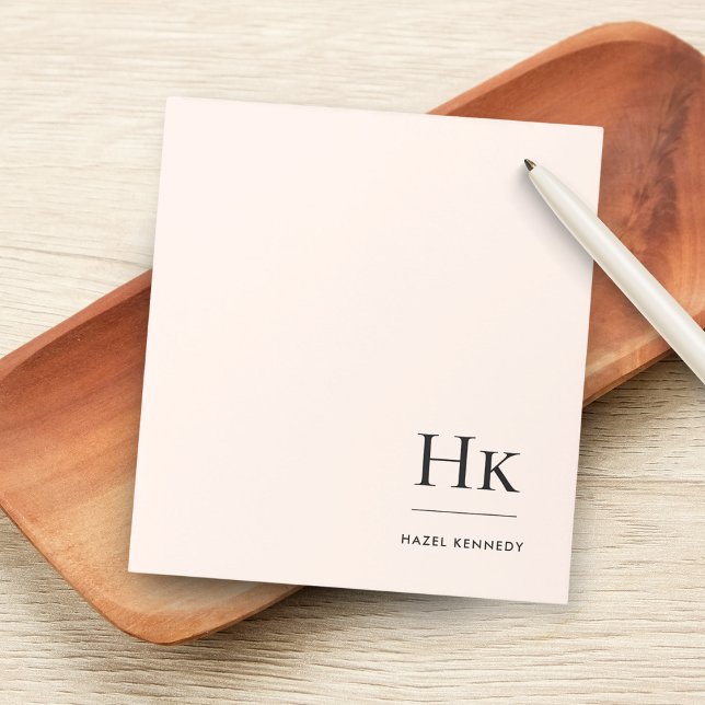 Monogram Modern Minimal  Rosa Monogrammad Anteckningsblock (Skapare uppladdad)