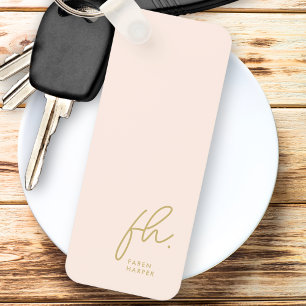 Monogram Modern Minimal Script Initialer Guld Nyckelring