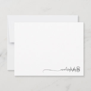 Monogram Modern Minimal Script Namn Anteckningskort