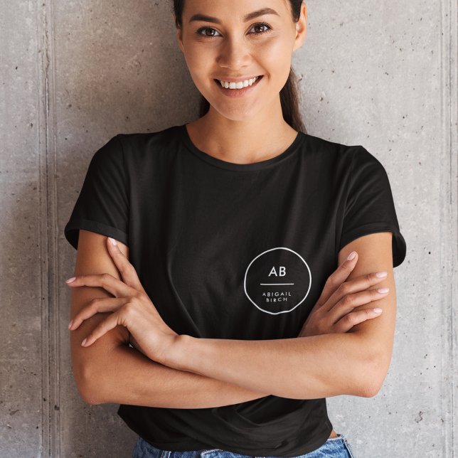 Monogram Modern Minimal Simple Black T Shirt (Skapare uppladdad)