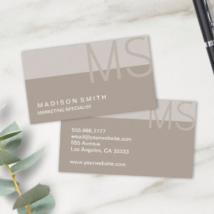 Monogram Modern Minimal Taupe-Professionell Visitkort