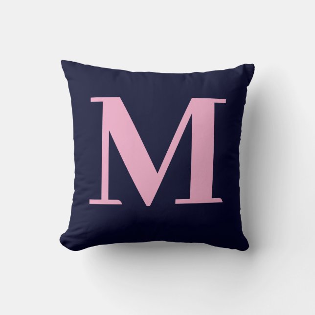 Monogram Modern Minimalist Marin Rosa Kudde (Framsida)