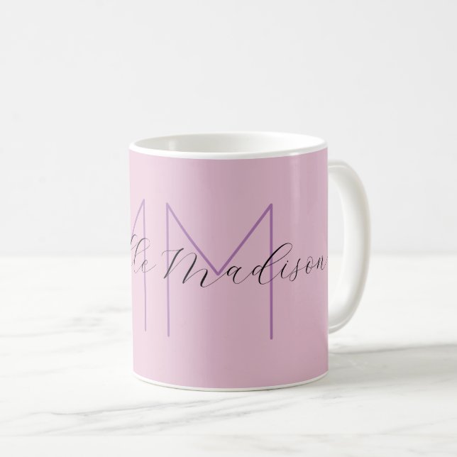 Monogram Modern Minimalist Namn Initialer Handwrit Kaffemugg (Framsida höger)