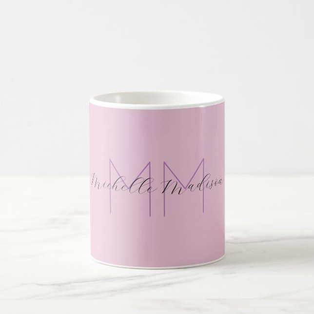 Monogram Modern Minimalist Namn Initialer Handwrit Kaffemugg (Center)