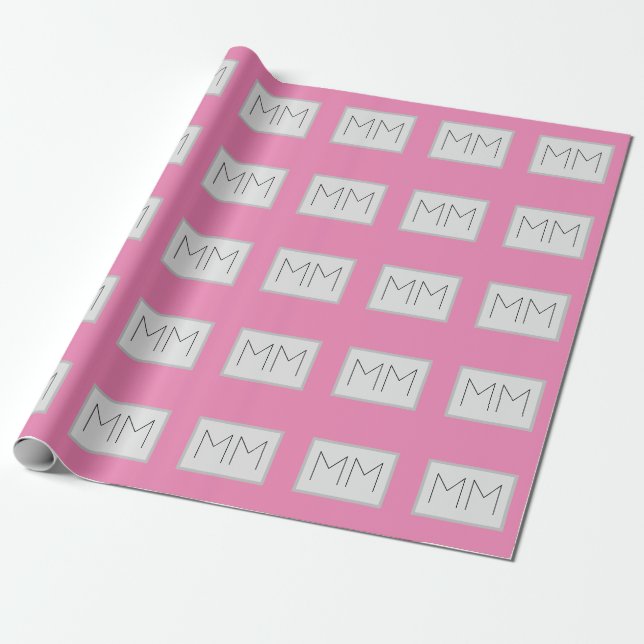 Monogram Modern Minimalist Namn Initialer Presentpapper (Utrullad)