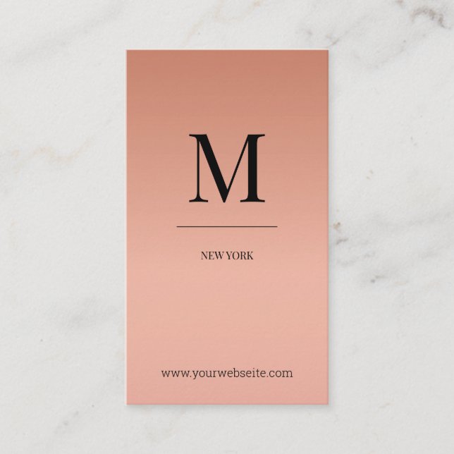 Monogram modern minimalistic rose´gold Monogramm Visitkort (Framsida)