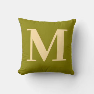 Monogram Modern Minimalistisk Grön Gul Kudde