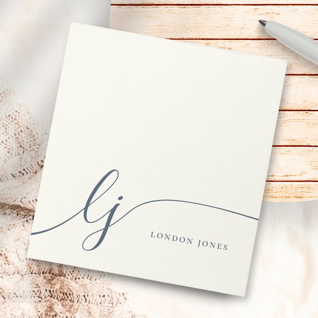 Monogram Modern minimalistisk kvinnlig elfenbensfl Anteckningsblock (Skapare uppladdad)