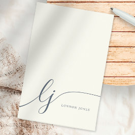 Monogram Modern minimalistisk kvinnlig elfenbensfl Post-it Block