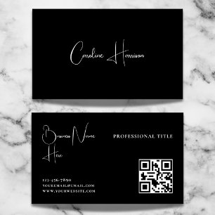 Monogram, modern, minimalistisk kvinnlig QR-kod sv Visitkort