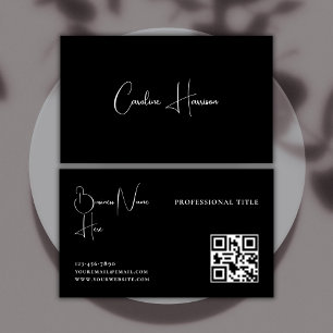 Monogram, modern, minimalistisk kvinnlig QR-kod sv Visitkort