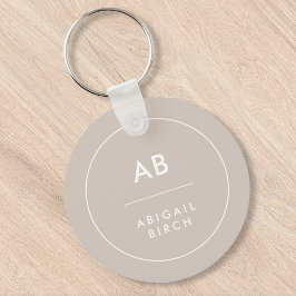 Monogram, modern, minimalistisk naturklyfta nyckelring