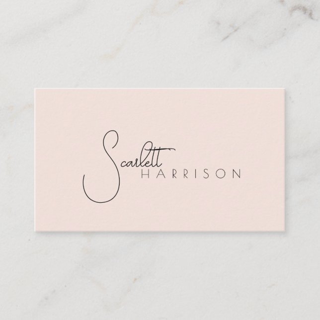 Monogram Modern Minimalistisk Professionell Peach  Visitkort (Framsida)