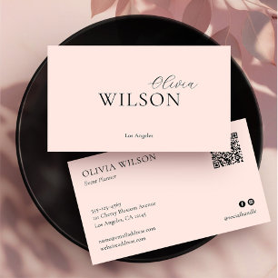 Monogram Modern, minimalistisk Rosa för kvinnor Visitkort