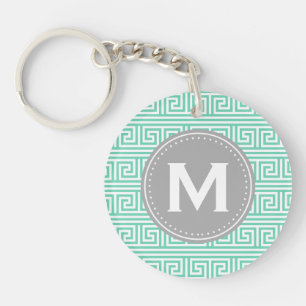 Monogram Modern Mint Grekiska Nyckel Mönster