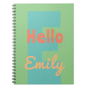 monogram modern mint korall rosa persika anteckningsbok