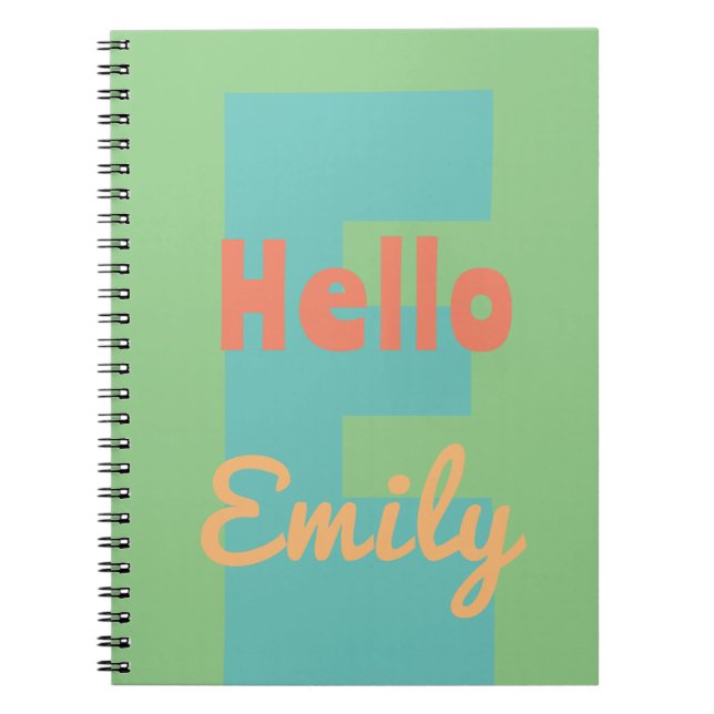 monogram modern mint korall rosa persika anteckningsbok (Framsidan)