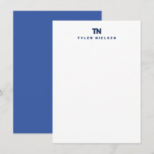 Monogram Modern Navy Blue Typography Anteckningskort