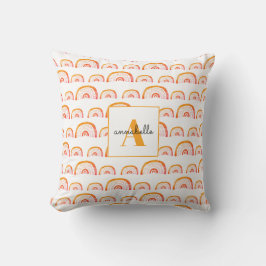 Monogram Modern Orange Akvarell Regnbåge Kudde