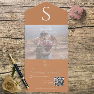 Monogram Modern Orange för kopiering av foto QR-ko